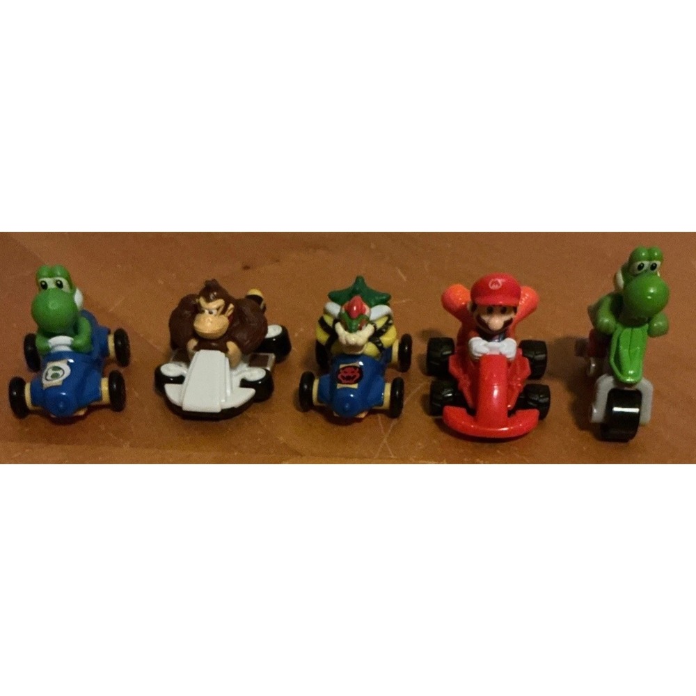 5 Pc 2022 Mario Kart McDonald Happy Meal Toys, Mario, Bowser, Yoshi, Donkey Kong